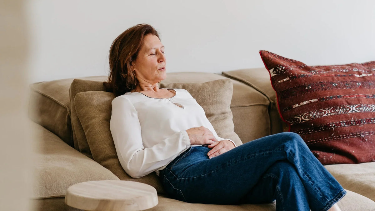 middle age woman breathing